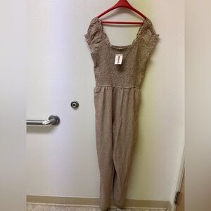 NWT JESSICA SIMPSON Smocked Tan Jumpsuit (XL)